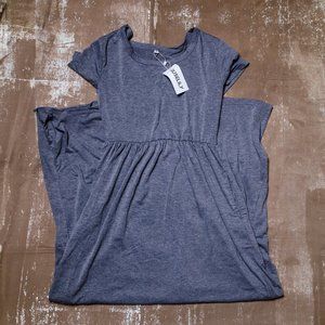 Heather Gray Knit Modest Maxi Dress With Empire Waist